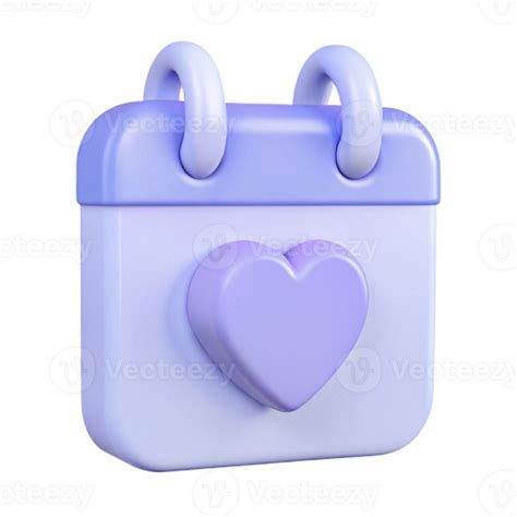 Purple Calendar With Heart Icon 52555865 Png