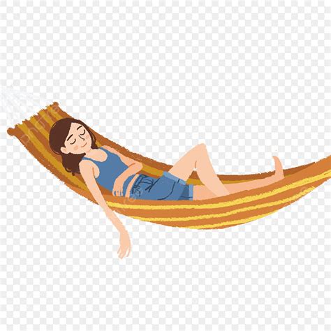 Cartoon Girl Lying On A Rocking Chair Resting Free, Cartoon, Summer ...