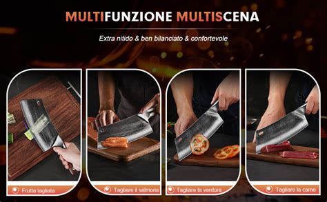 Enoking Mannaia Da Cucina Cm Coltelli Professionali In Acciaio Ad