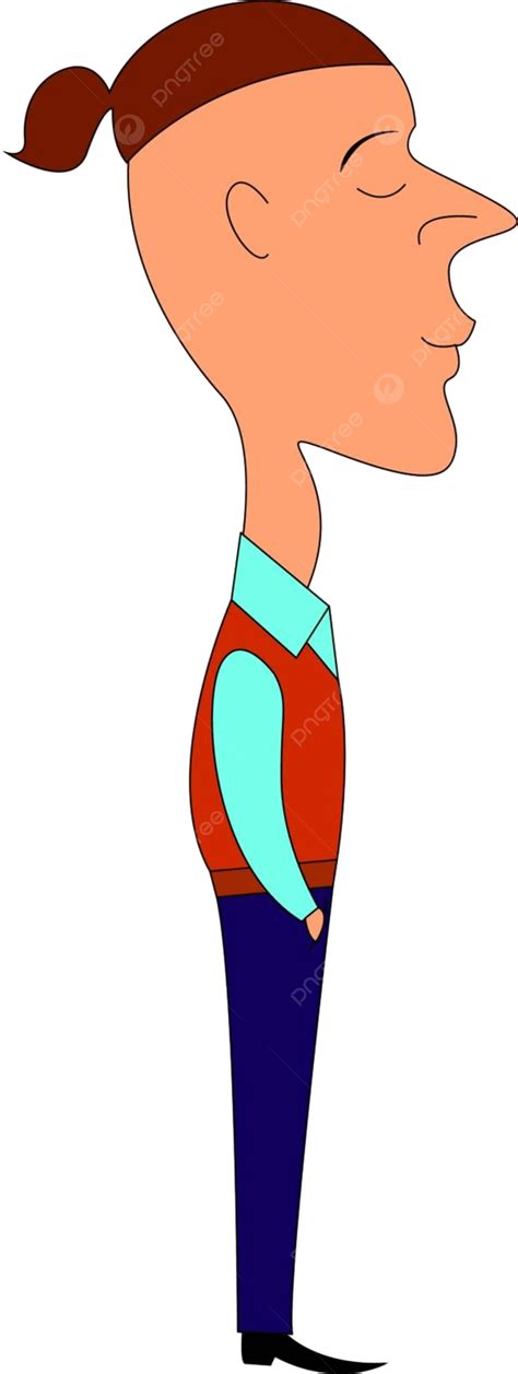 Male Character Sporting A Fashionable Man Bun Vector Illustration