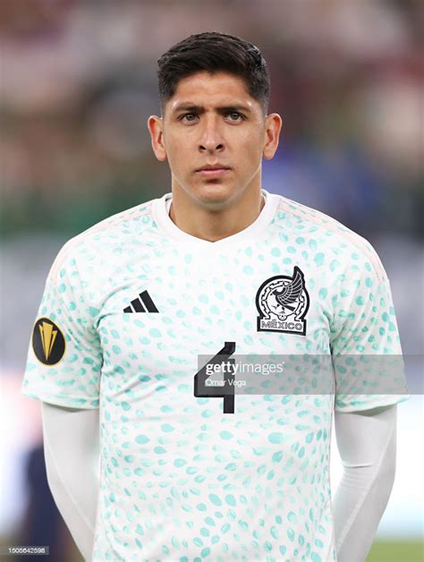 Edson Alvarez Mexico stands for his national anthem before the Group ...