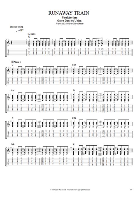 Runaway Train Tab By Soul Asylum Guitar Pro Full Score Mysongbook