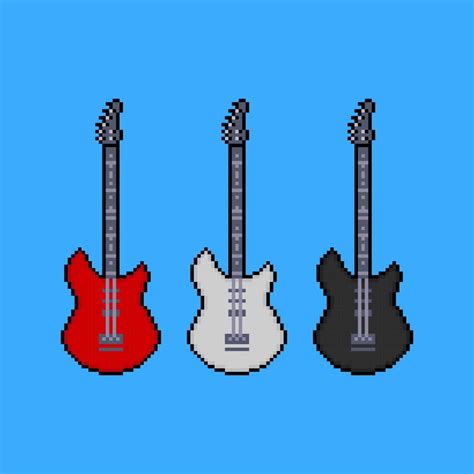 Electric Guitars Set Pixel Art Vector Art At Vecteezy