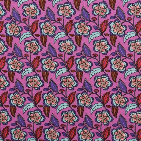 Fushia Flower Print Bloomsbury Square Dressmaking Fabric