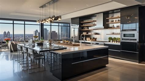 Premium Photo Luxurious Penthouse Kitchen Opulence With Panoramic