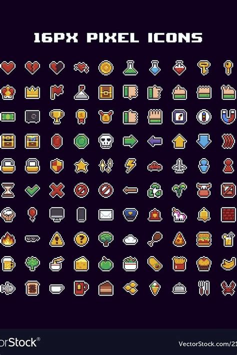 Vector Chart Of Retro Video Game Inspired Icons Pixel Art Tutorial