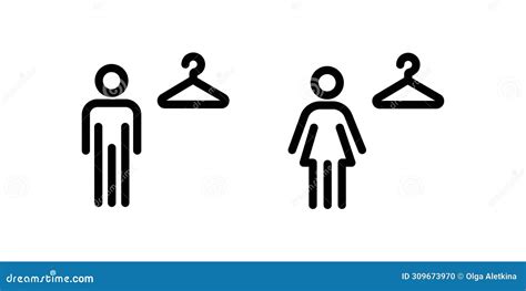 Men S And Women S Changing Rooms Line Icon Set Stock Vector