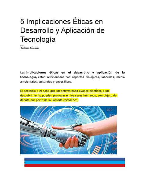 Implicaciones Ticas En Desarrollo Y Aplicaci N De Tecnolog A