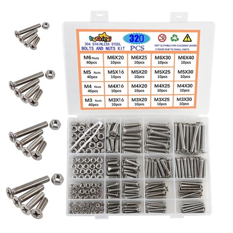 Maschine Schrauben Und Muttern Set 320 Stk M3 M4 M5 M6 Edelstahl