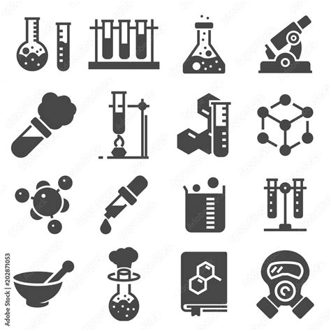 Chemistry Icon Set Collection Of Science Silhouette Icons Stock Vector