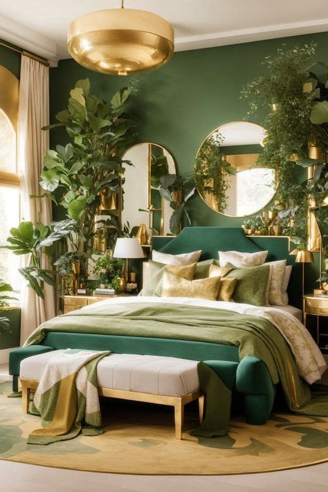 Step Into This Resplendent Oasis With Lush Green Hues And Opulent Gold