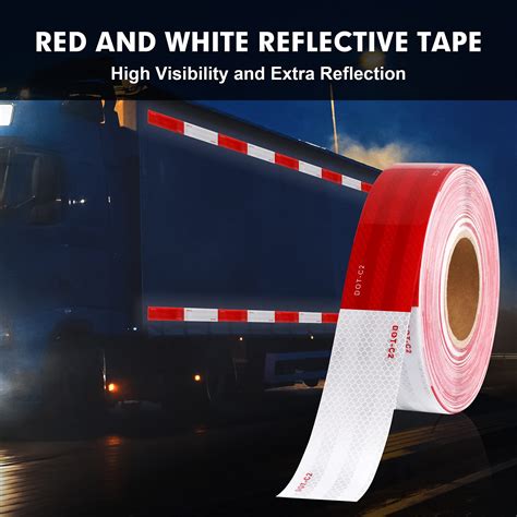 2 Inch X 160feet Reflective Safety Tape Dot C2 Waterproof Red And White Adhesive Conspicuity