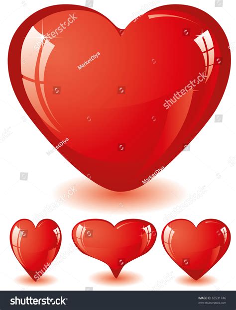 Set Red Glitter Shiny Hearts Vector Stock Vector Royalty Free 65531746