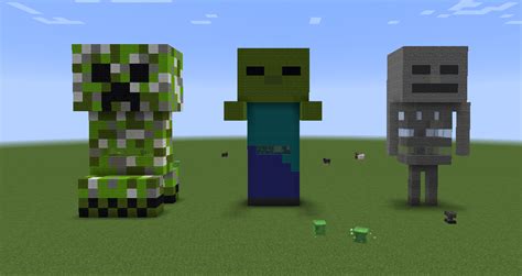 I made mob statues with mobs inside. Don't mind the creeper it's just a ...