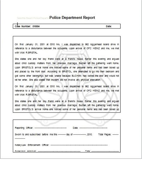 Blank Police Report Templates 5 Best Free Examples Excel Tmp