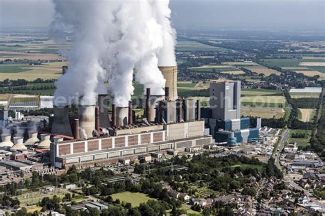 Bergheim from above - Coal power plants of the RWE Power AG Kraftwerk ...