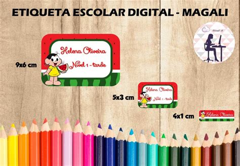 Etiqueta Escolar Magali DIGITAL no Elo7 Malu Lembranças e Papelaria