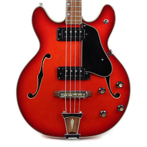 Vintage Epiphone Model 5120 E Semi Hollow Body Bass Guitar In Cherry Red Cream City Music