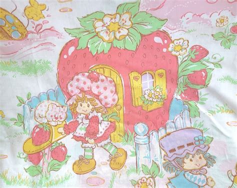 Vintage 1980 Strawberry Shortcake Twin Flat Sheet Etsy