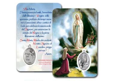 Card Plastificate Madonna Di Lourdes Con Medaglietta Artesacrashop