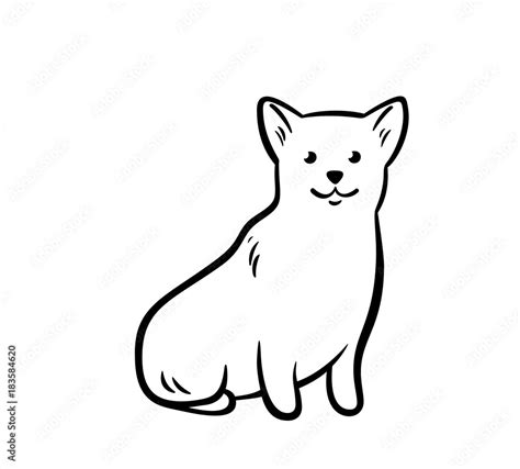 Vector outline sitting corgi. Stock Vector | Adobe Stock