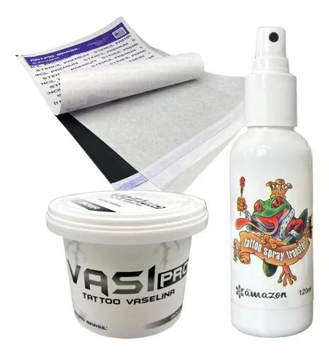 Kit Tattoo Papel Hectografico Transfer Spray Vaselina