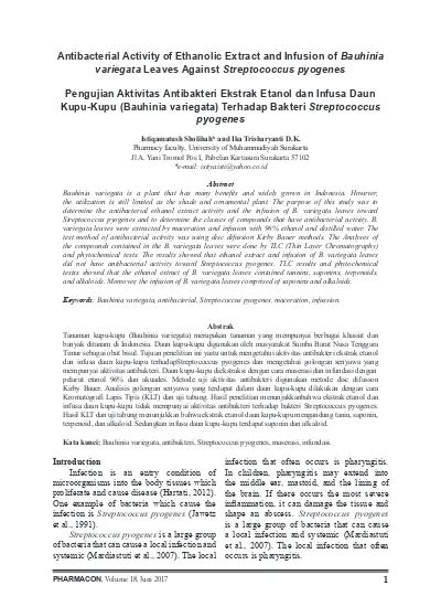 Antibacterial Activity Of Ethanolic Extract And Infusion Of Bauhinia