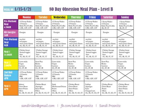 This Is My Meal Plan For Week One Of 80 Day Obsession I Had To Rework It A Little Bit Since My