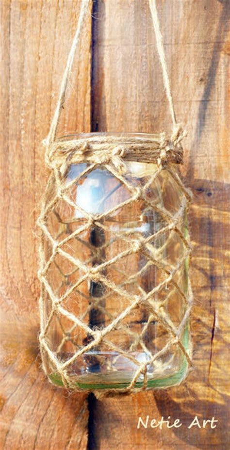 Items Similar To Mason Jar Nautical Rustic Lantern Candle Holder Glass