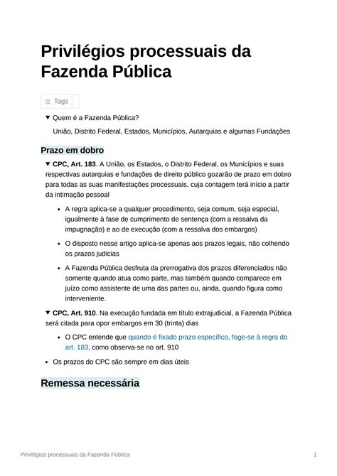 SOLUTION Privil Gios Processuais Da Fazenda P Blica Studypool