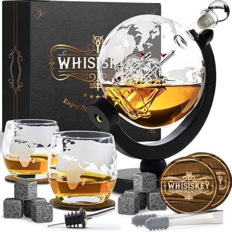 Whisiskey Whiskey Karaf Wereldbol Luxe Whisky Karaf Set L