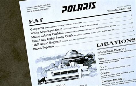 Menu design for Polaris restaurant in Atlanta, GA | Restaurant menu ...