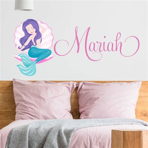 Personalized Name Mermaid Wall Decal Custom Name Mermaid Etsy