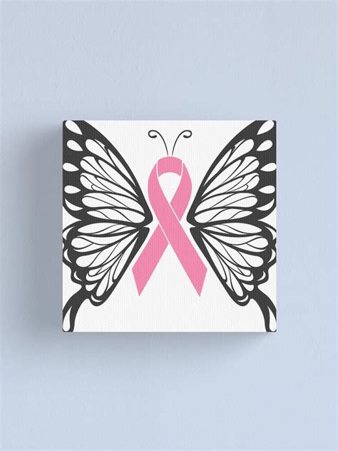 Pink Ribbon Butterfly Canvas Print For Sale By Zenpatterns Redbubble