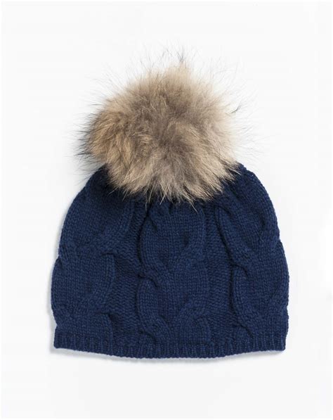 Womens Pure Cashmere Pom Pom Hat Maisoncashmere