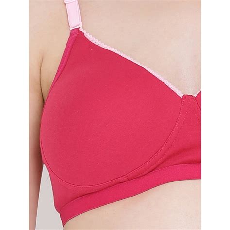 Buy Clovia Cotton Rich Solid Non Padded Full Cup Wire Free T Shirt Bra Dark Pink Online