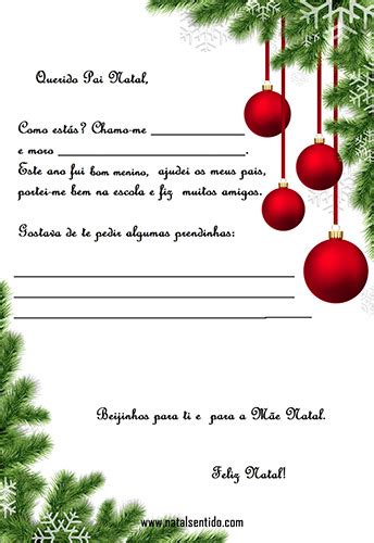 Carta Ao Pai Natal Para Menino