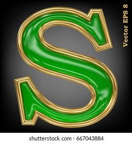 Emerald Green Golden Outline Alphabet Letter Stock Illustration