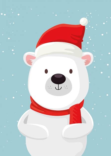 Feliz Navidad Lindo Oso Personaje Vector Gratis