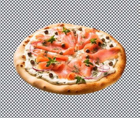 Premium Psd Yummy And Delicious Smoked Salmon Pizza Isolated On