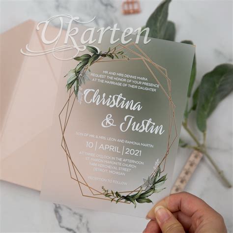 Matt Acryl Greenery Hochzeitseinladungen Mit Uv Druck Facr Facr