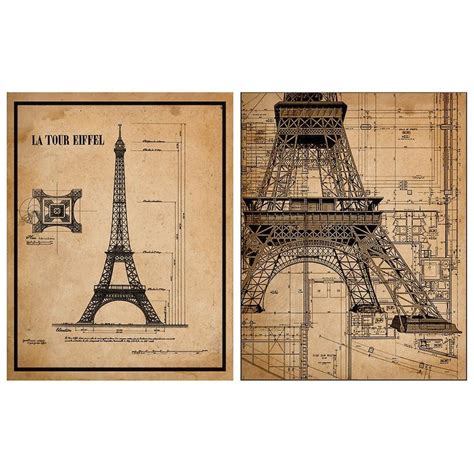 Eiffel Tower Blueprint Eiffel Tower Prints Eiffel Tower Art Etsy Tour