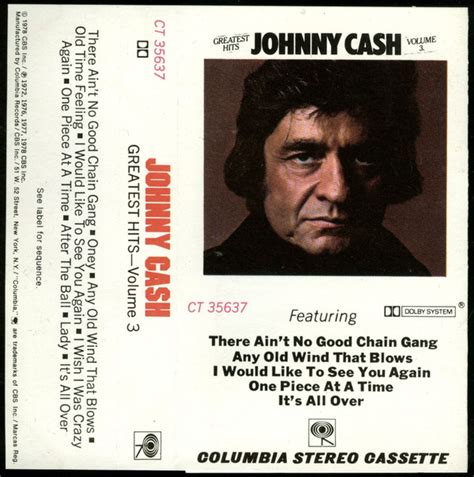 Johnny Cash Greatest Hits Volume 3 Cassette Discogs