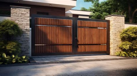 Premium AI Image | Modern wooden gate design ideas are more elegant and ...