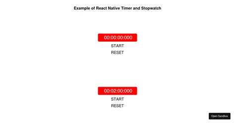 React Native Stopwatch Timer Examples Codesandbox