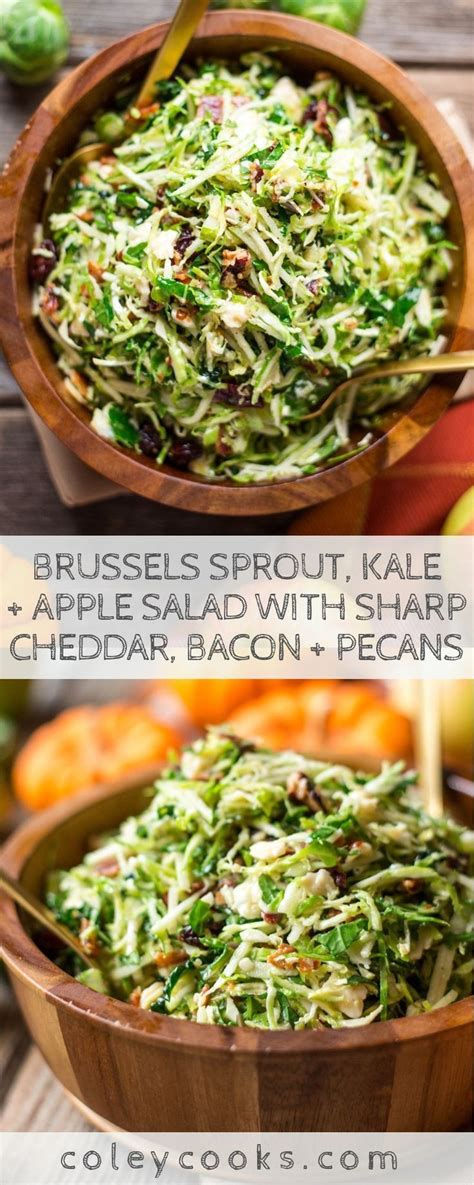 Brussels Sprout Kale Apple Salad With Sharp Cheddar Bacon Artofit