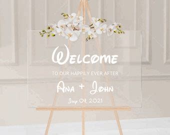 Acrylic Wedding Welcome Sign Happily Ever After Bride And Etsy