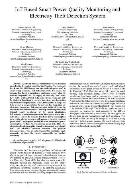 Pdf Iot Based Smart Power Quality Monitoring And Electricity Theft