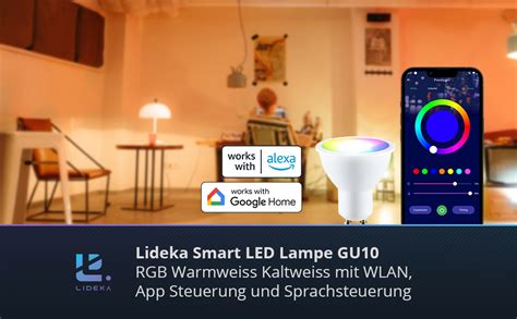 Lideka Alexa Light Bulb Smart Gu Led Spot Lamp Rgb Warm White Cool