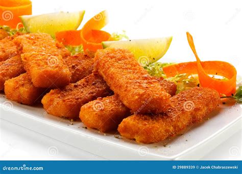 Fried Fish Fingers Stock Image Image Of Plate Finger 29889339